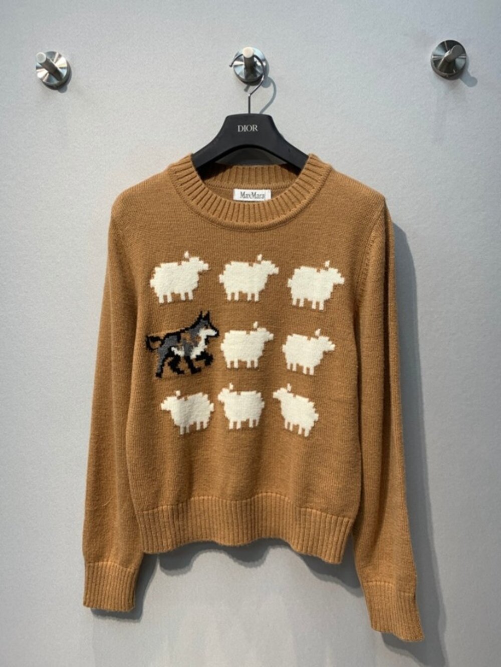 MaxMara Camel Sheep Wolf Knit Sweater